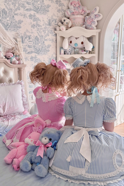 [Vorbestellung] Retro-Puppenartiges Lolita-Kleid + Haarband + Clip + Haube + Hut