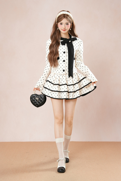 フレンチドットジャケット+ティアードスカート