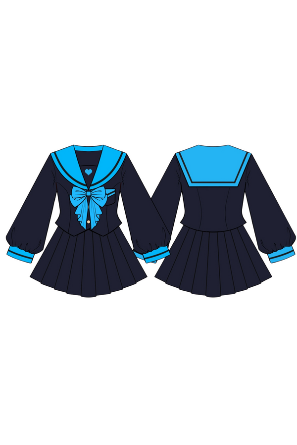 アニメーションヒロインセーラートップス＋プリーツスカート＋レッグカバー