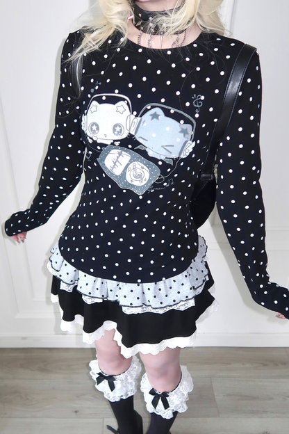 ゴシックドットスリムフィットトップス