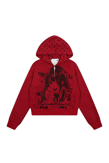 アニメデザインフードショートパーカー