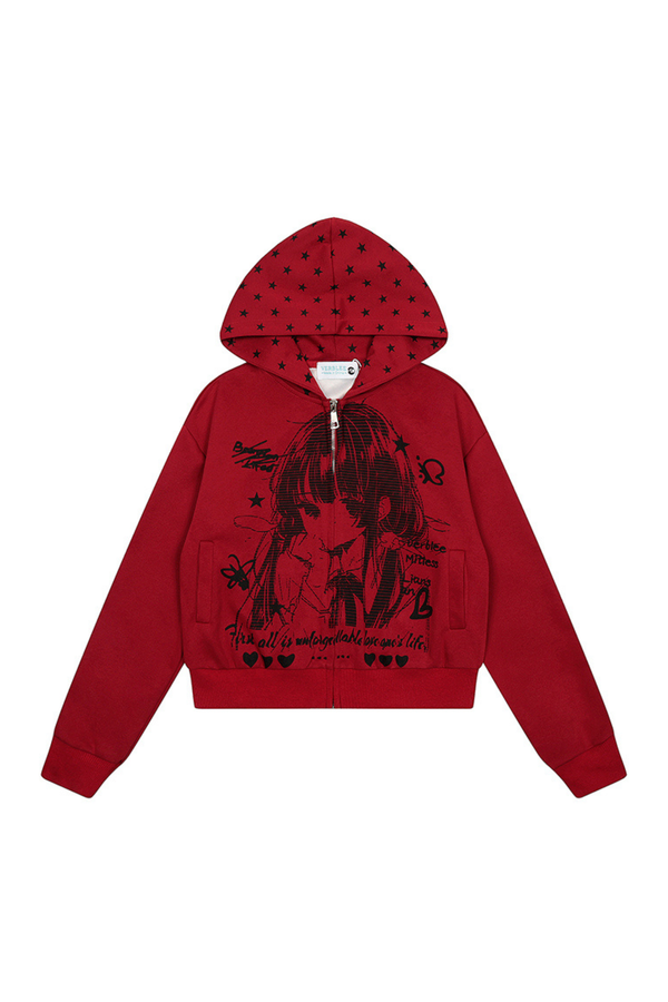 アニメデザインフードショートパーカー