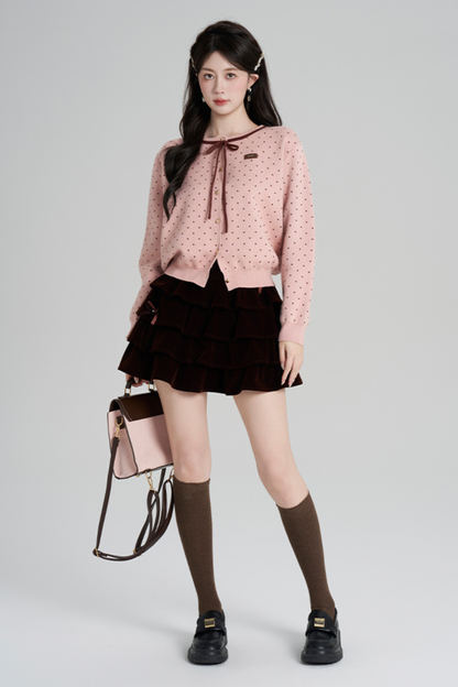 ドットフレンチニットカーディガン