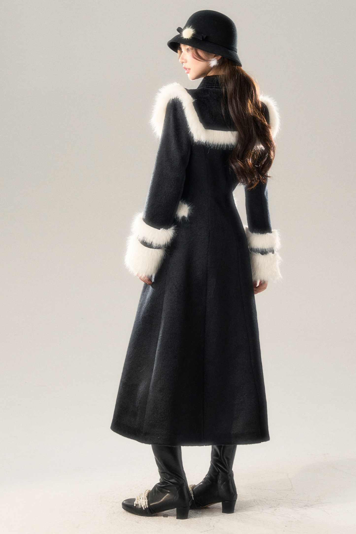 Big Fur Collar Long Coat