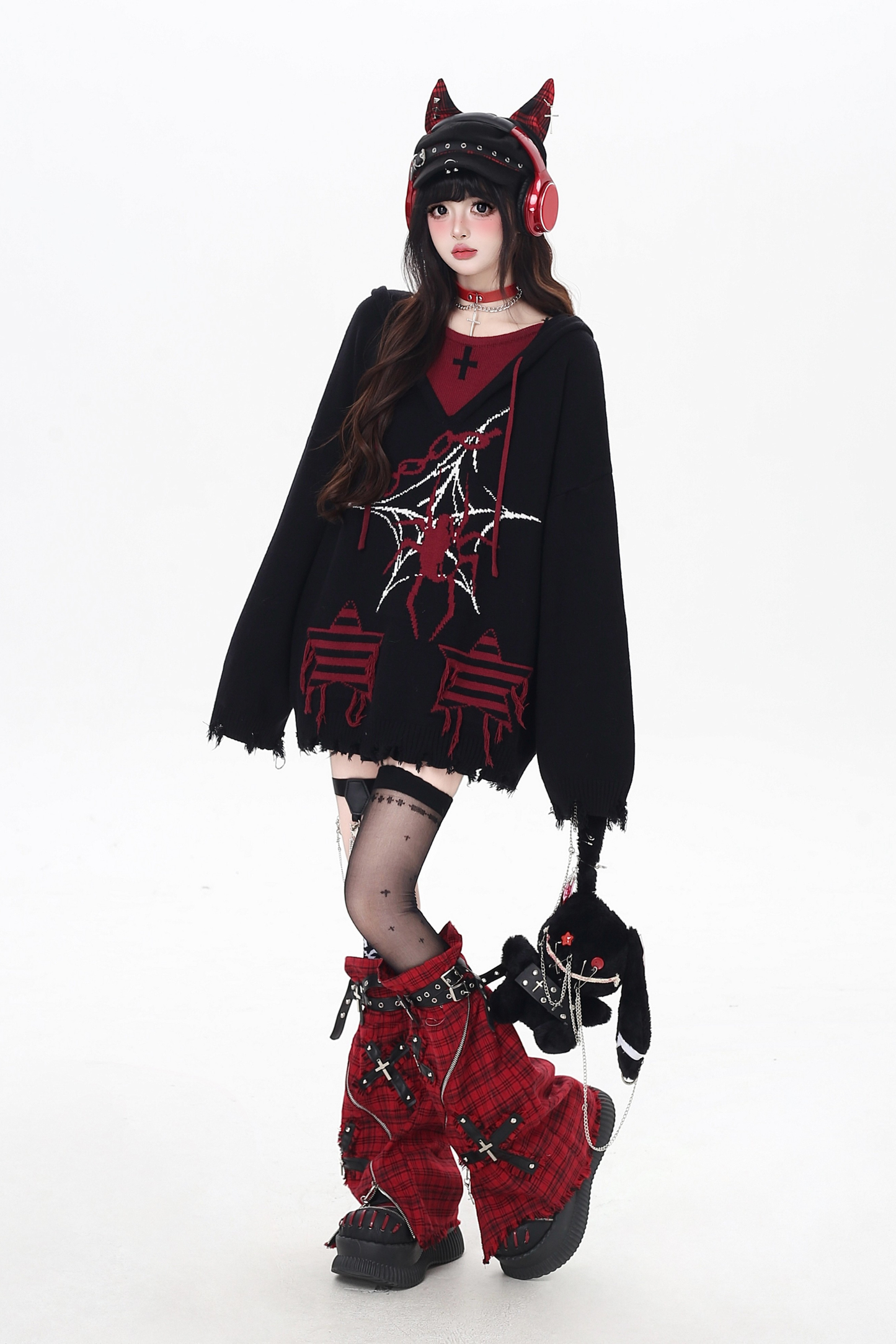 Subculture Faux Tooloos Hooded Tops