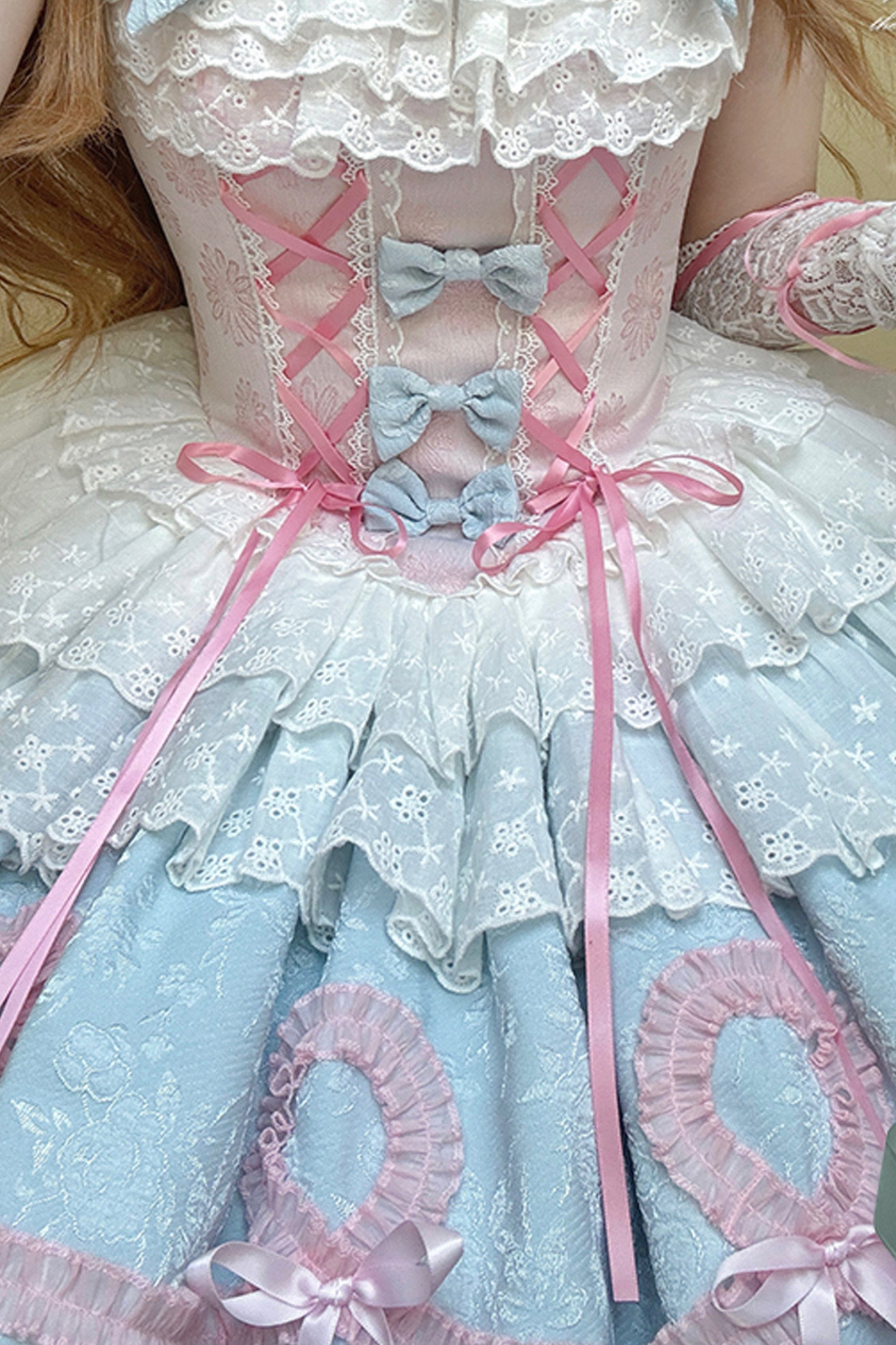 Butterfly Princess Lolita Dress + Petticoat + Clip + Frill Sleeve Shirt