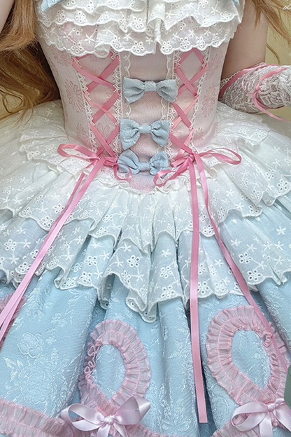 Butterfly Princess Lolita Dress + Petticoat + Clip + Frill Sleeve Shirt