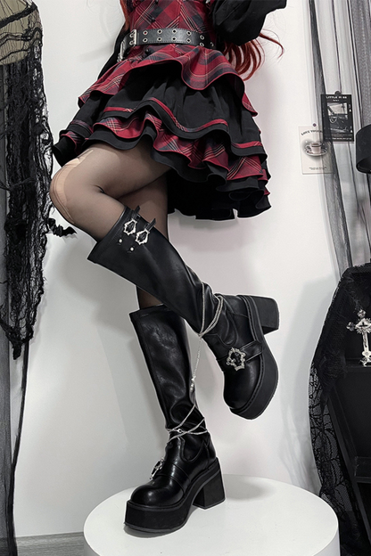 ナイトローズY2Kサブカルクロスブーツ