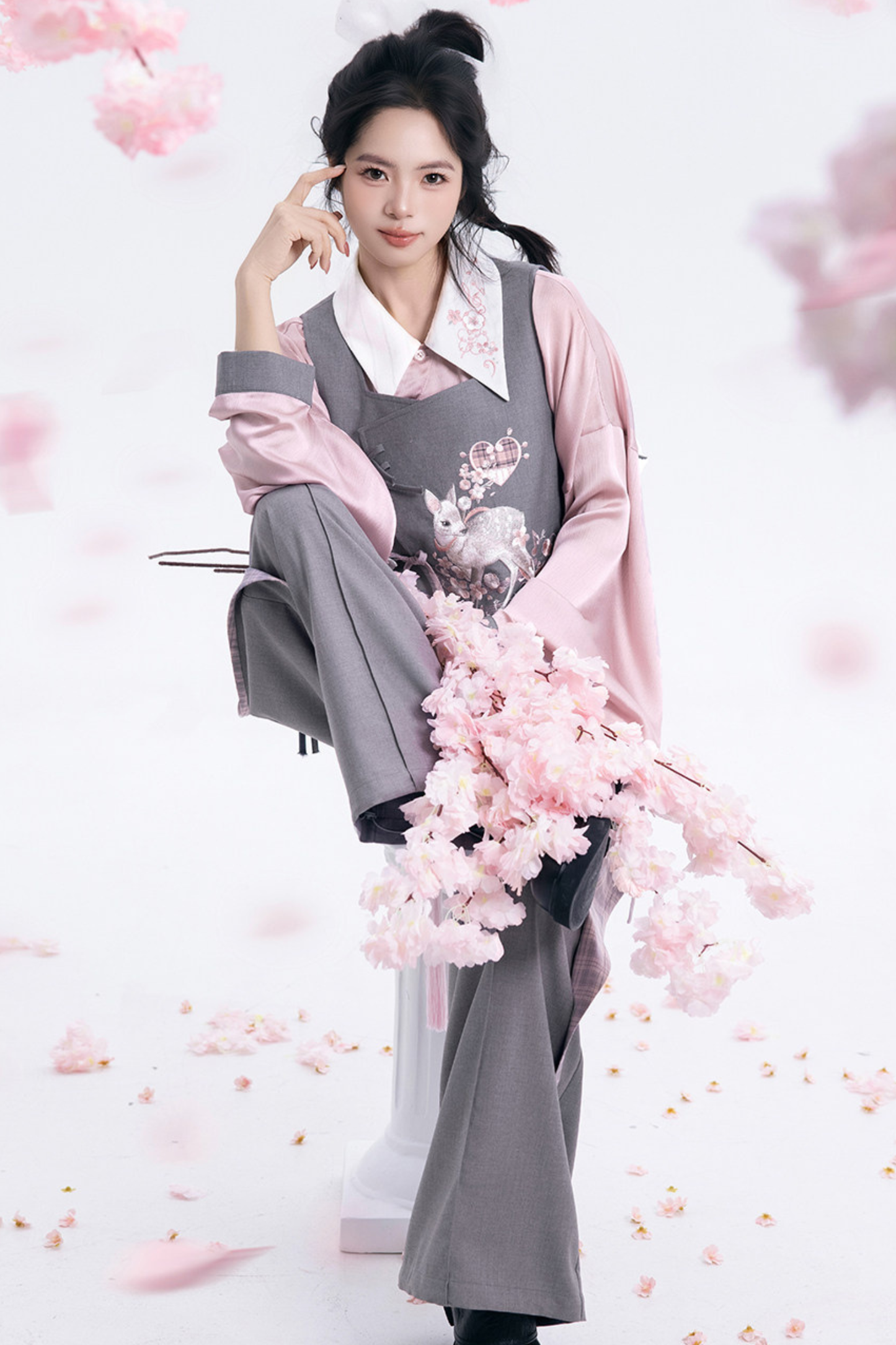 樱花节奏狩猎马甲+衬衫+裙子+裤子+配饰