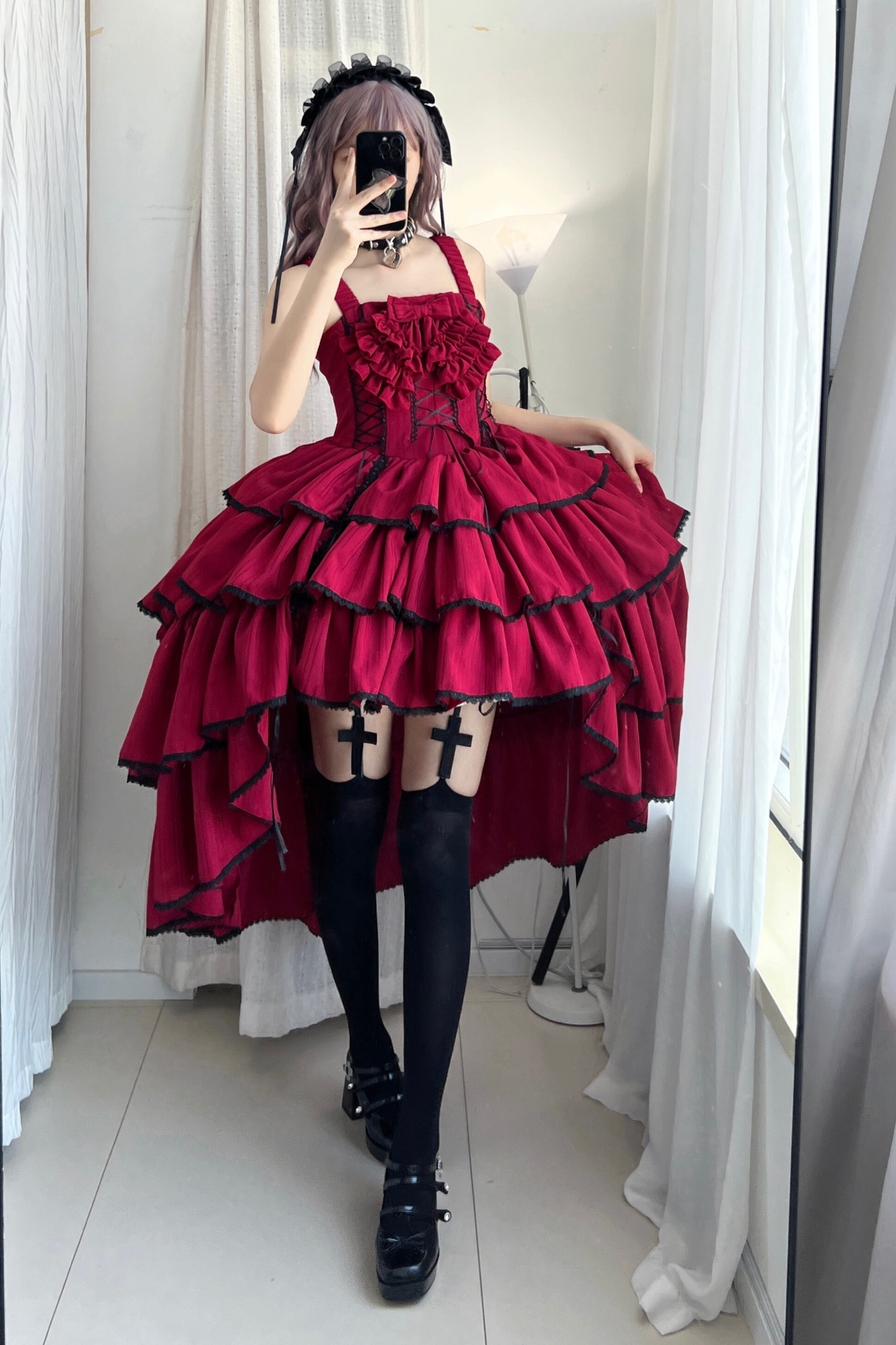 Wine Red Night Jumper Skirt + Shirt