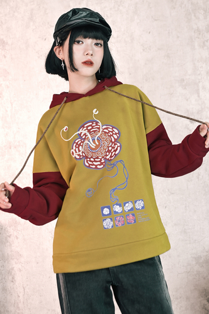 ラフレシアフラワーバイカラーフードパーカー