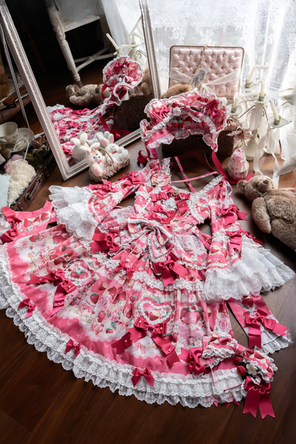 【2月27日予約締切】ストロベリーアンティークドールドレス＋フルセット＋ボンネット＋カチューシャ