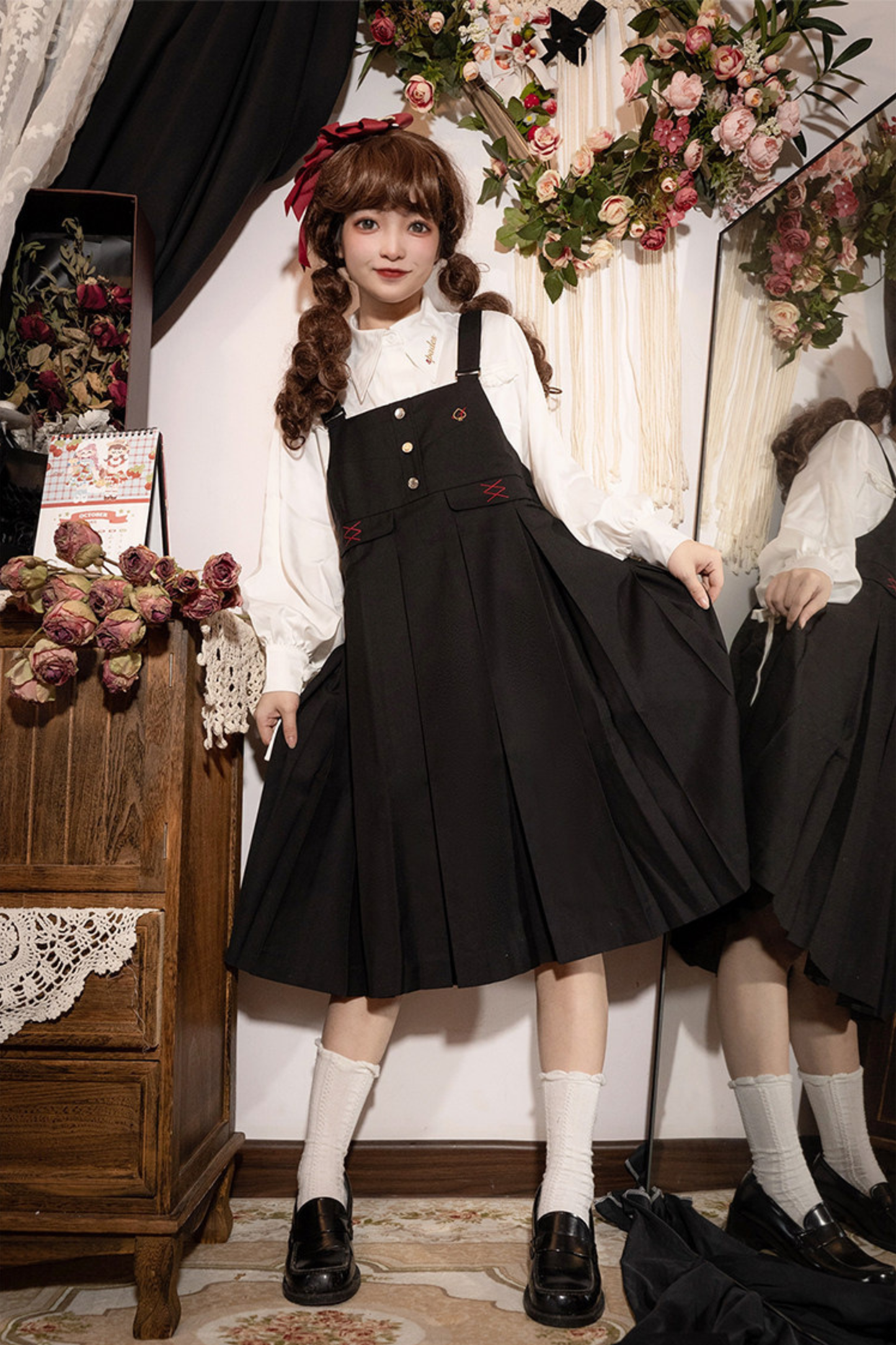 Karo-Collegejacke + Trägerrock + Hemd