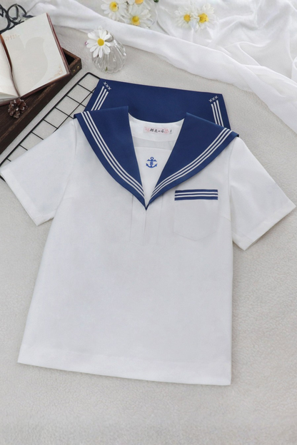 Matrosen-Hemd + Träger-Kurze Hose + Krawatte + Baskenmütze