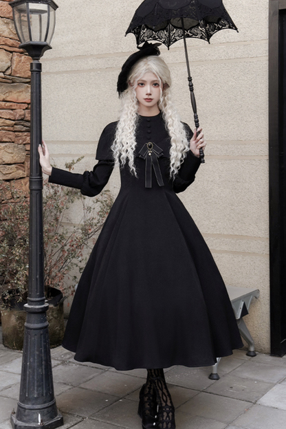 [Reservations] Gothic Elegant Waist Slimming Big Swing Low Dress + Ribbon Tie