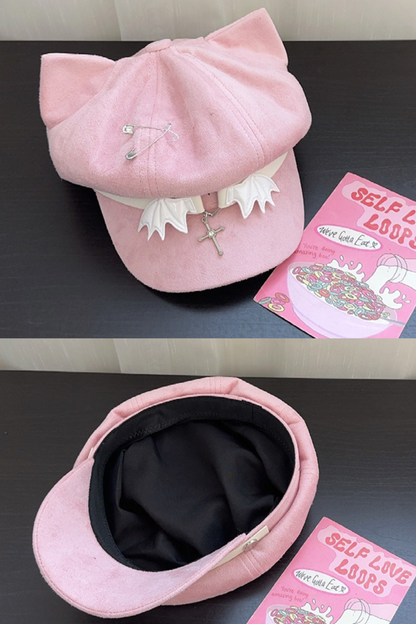 Y2K Blue Octagonal Newsboy Hat