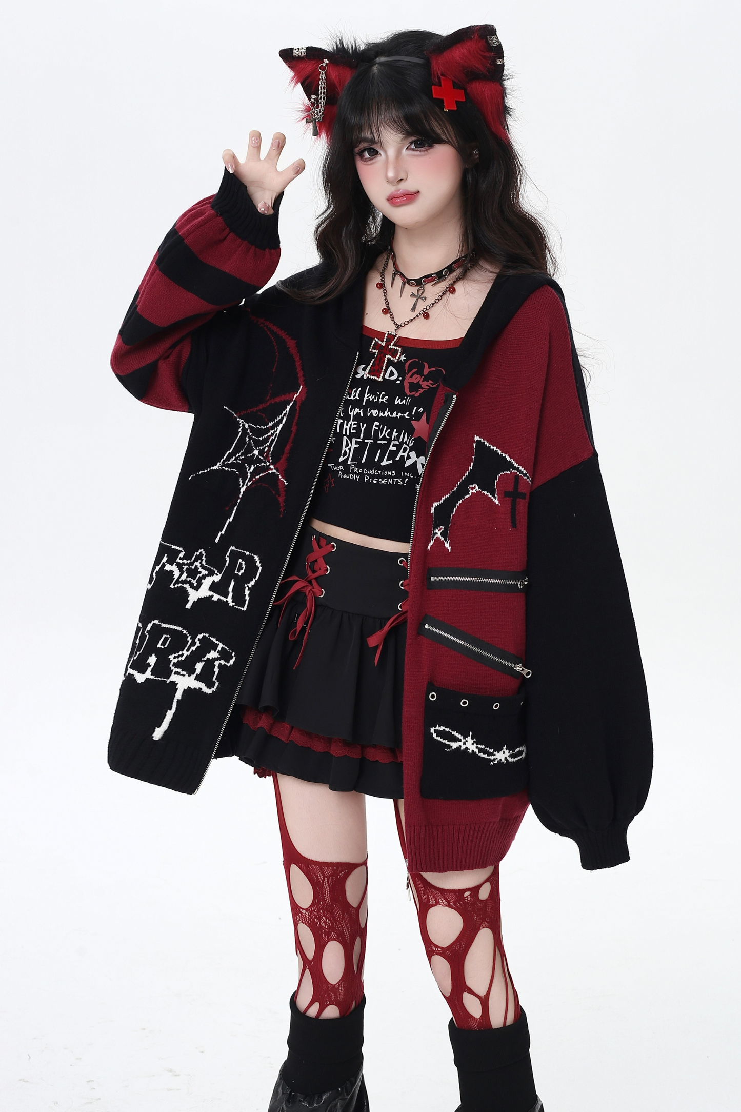 Gothic Asymmetrical Design Knit Cardigan