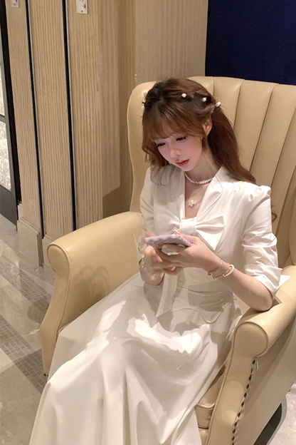 Slim Waist Ribbon Mermaid Shirt Dress