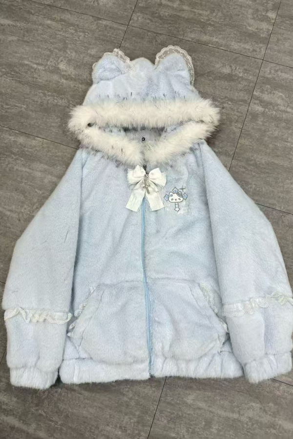 [Tenshi Kaiwai] Cat Ear Hood Loose Ice Jacket