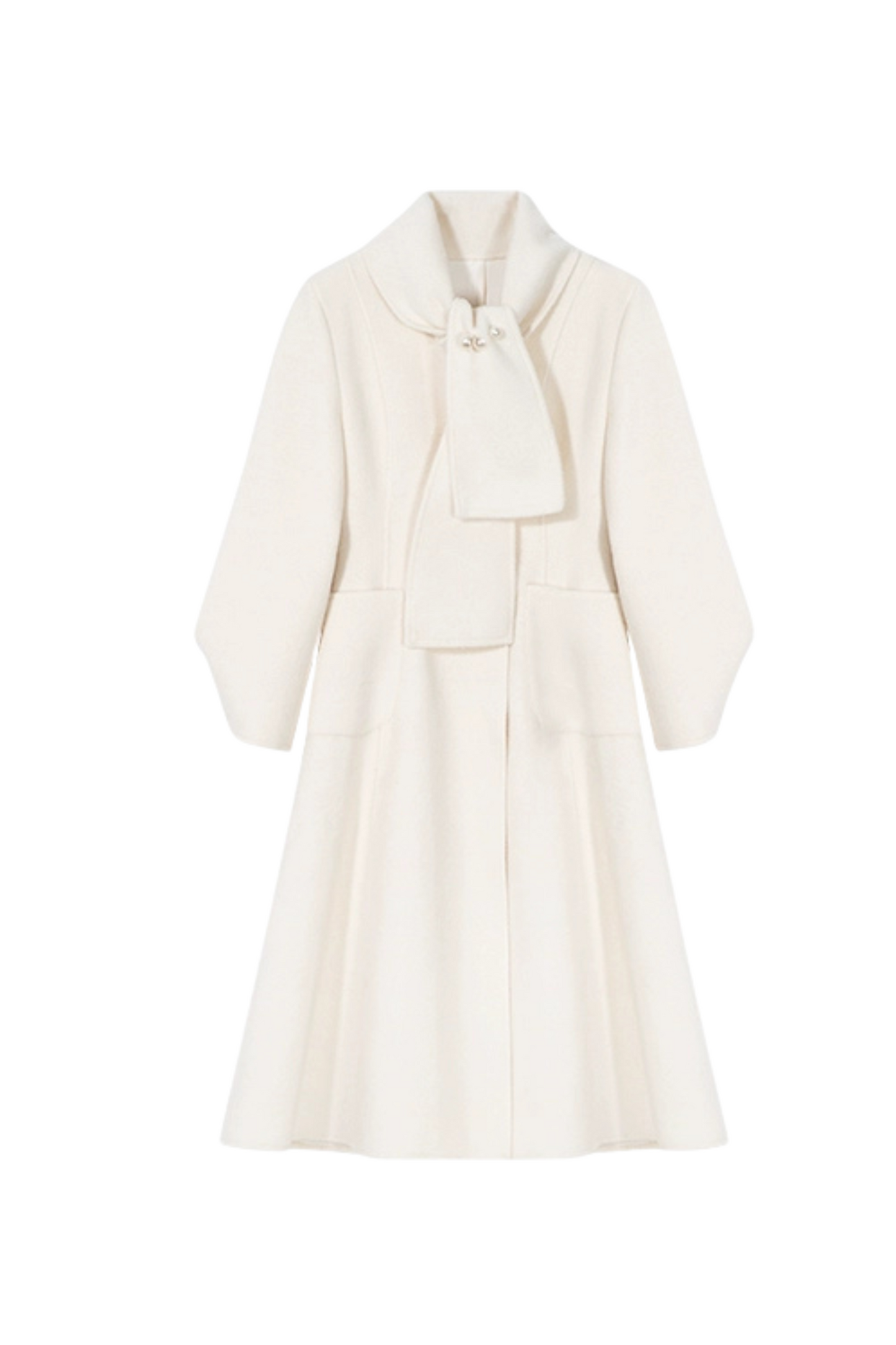 White Moonlight Scarf Collar Coat