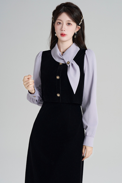 フレンチコントラストレトロドレス