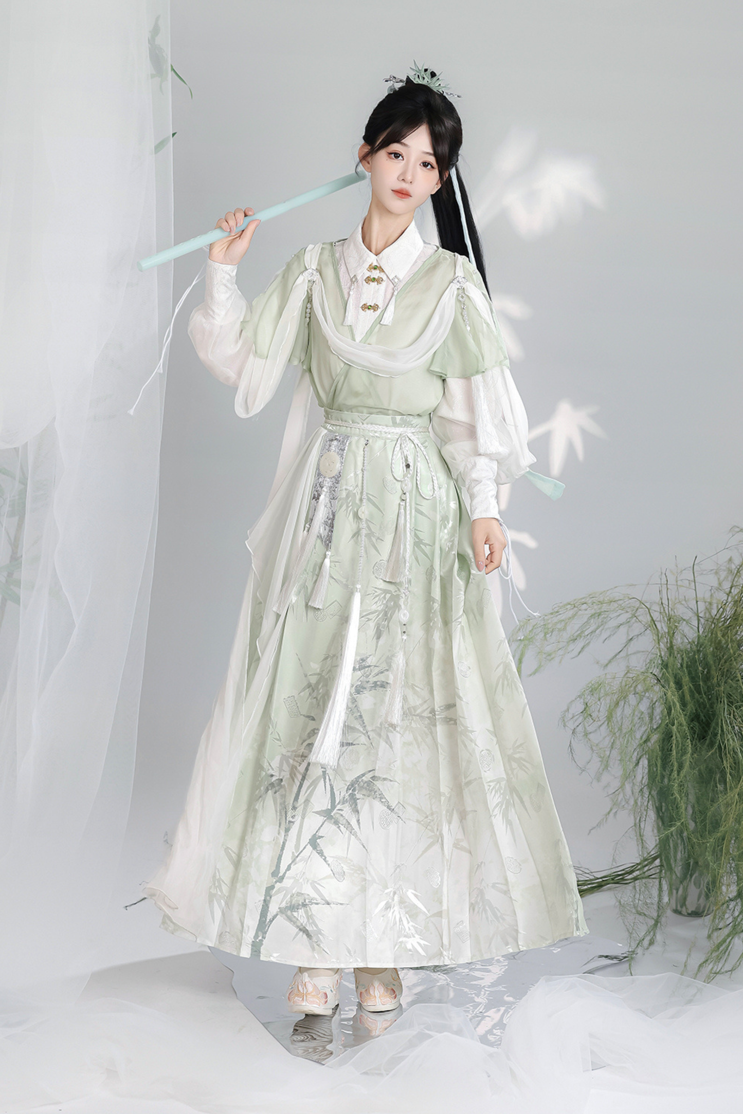 Forest Roman China Top + Outerwear + Skirt