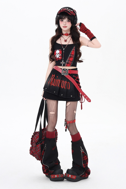 サブカルチャーショートデニムスカート