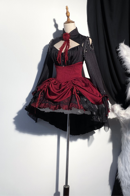 ダークフラワーゴシックロリータセットアップ