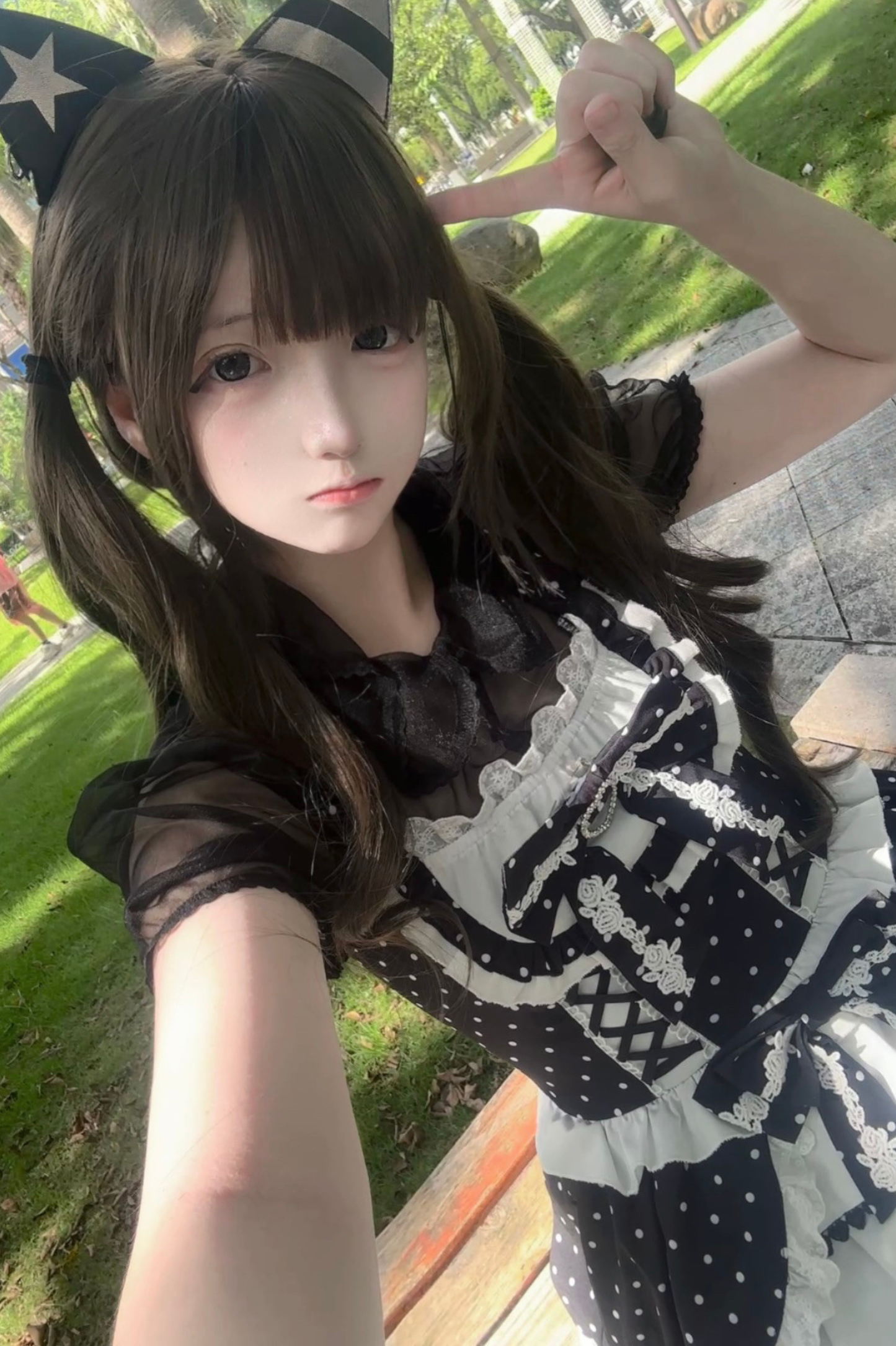 ヴィンテージスイートハートドットドレス+インナートップス