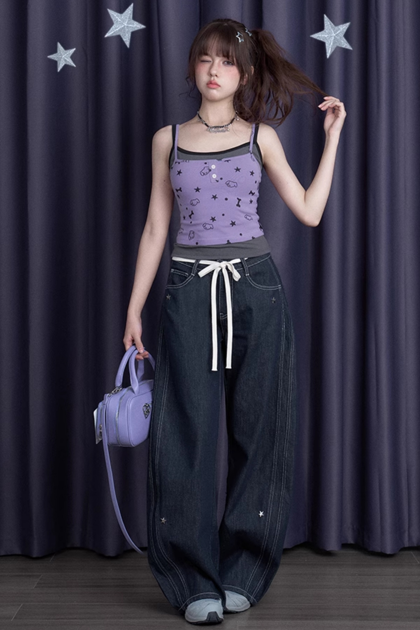 ツートンカラースプライスタンクトップス