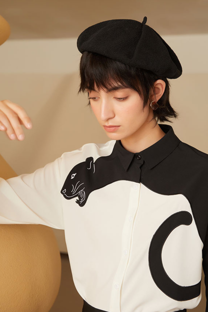 ヒョウ柄スリムフィットシャツ