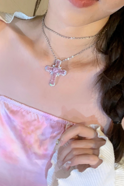 Cracked Cross Cute Necklace