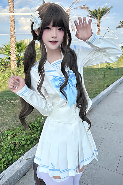 긴소매 세일러 탑 + 스커트 + 리본