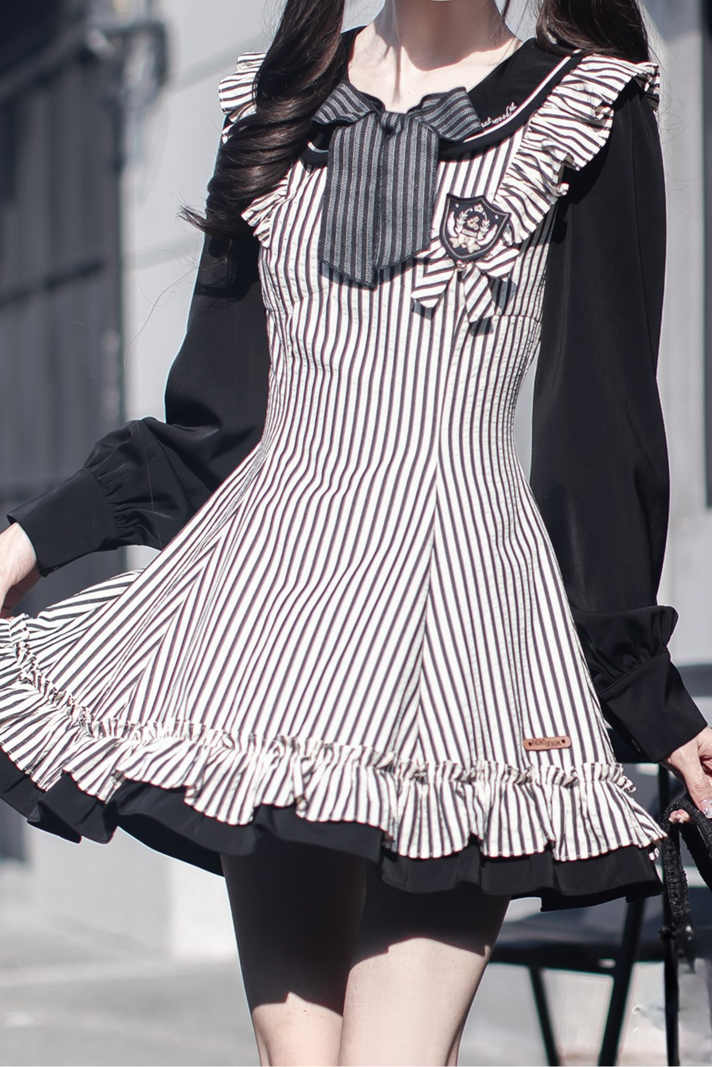 ストライプドールフレアドレス