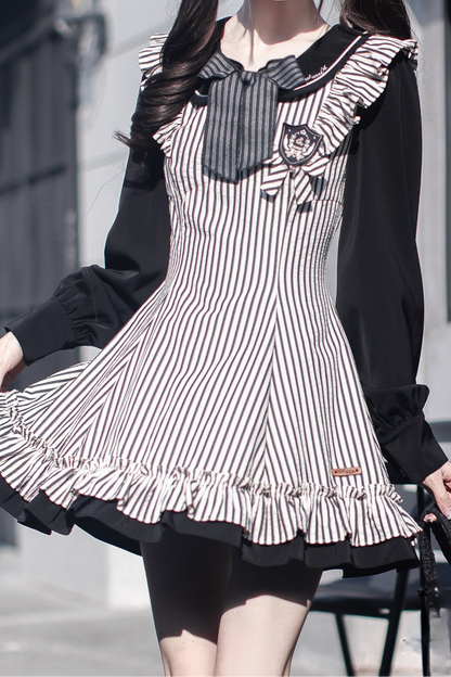 ストライプドールフレアドレス