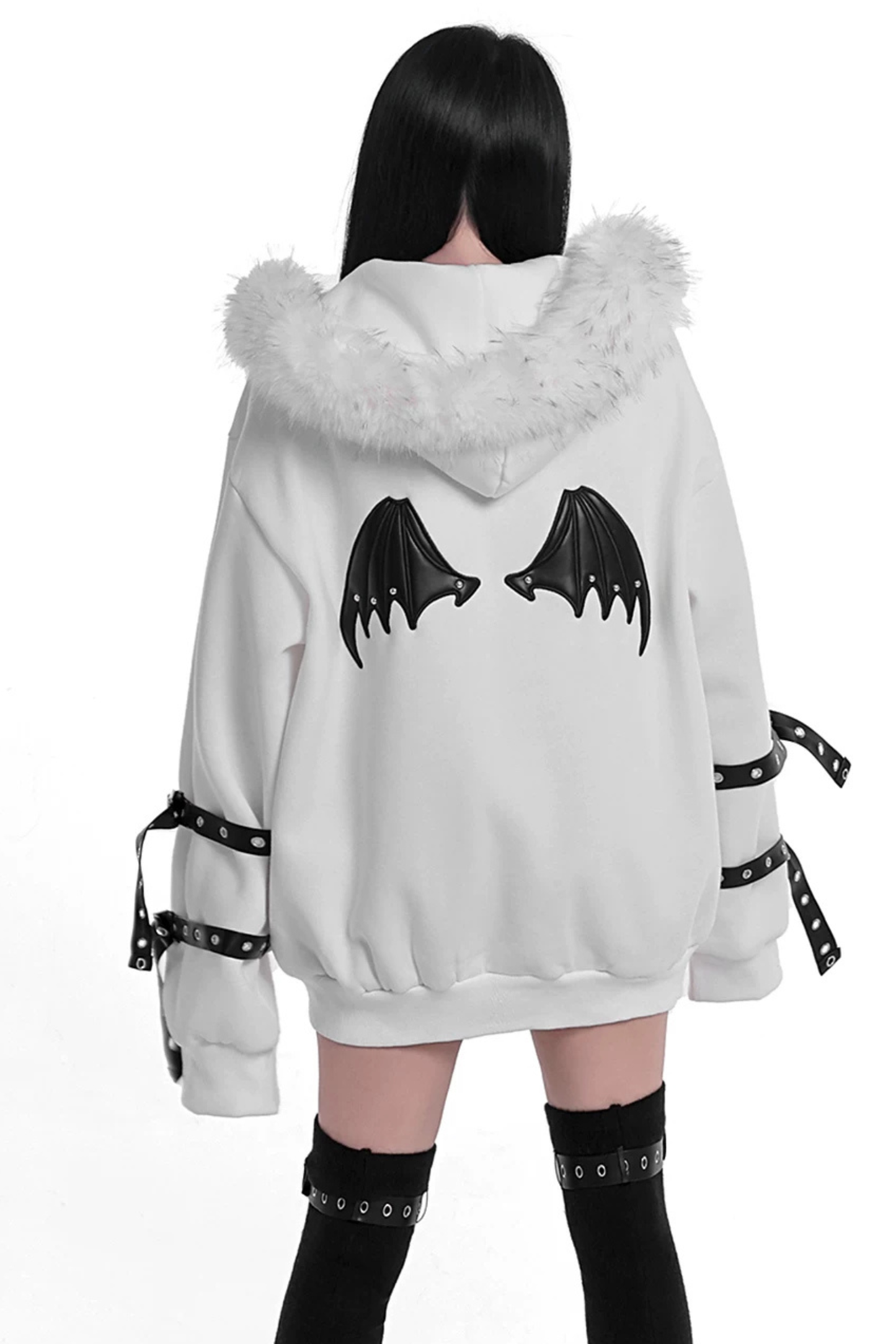 ゴシックリトルデビルポイントレザーフードパーカー