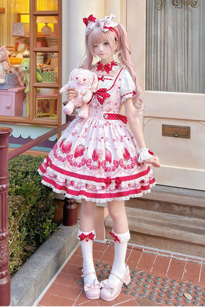 [Vorbestellung bis 3. April] Strawberry-Story-Lolita-Kleid + Accessoires