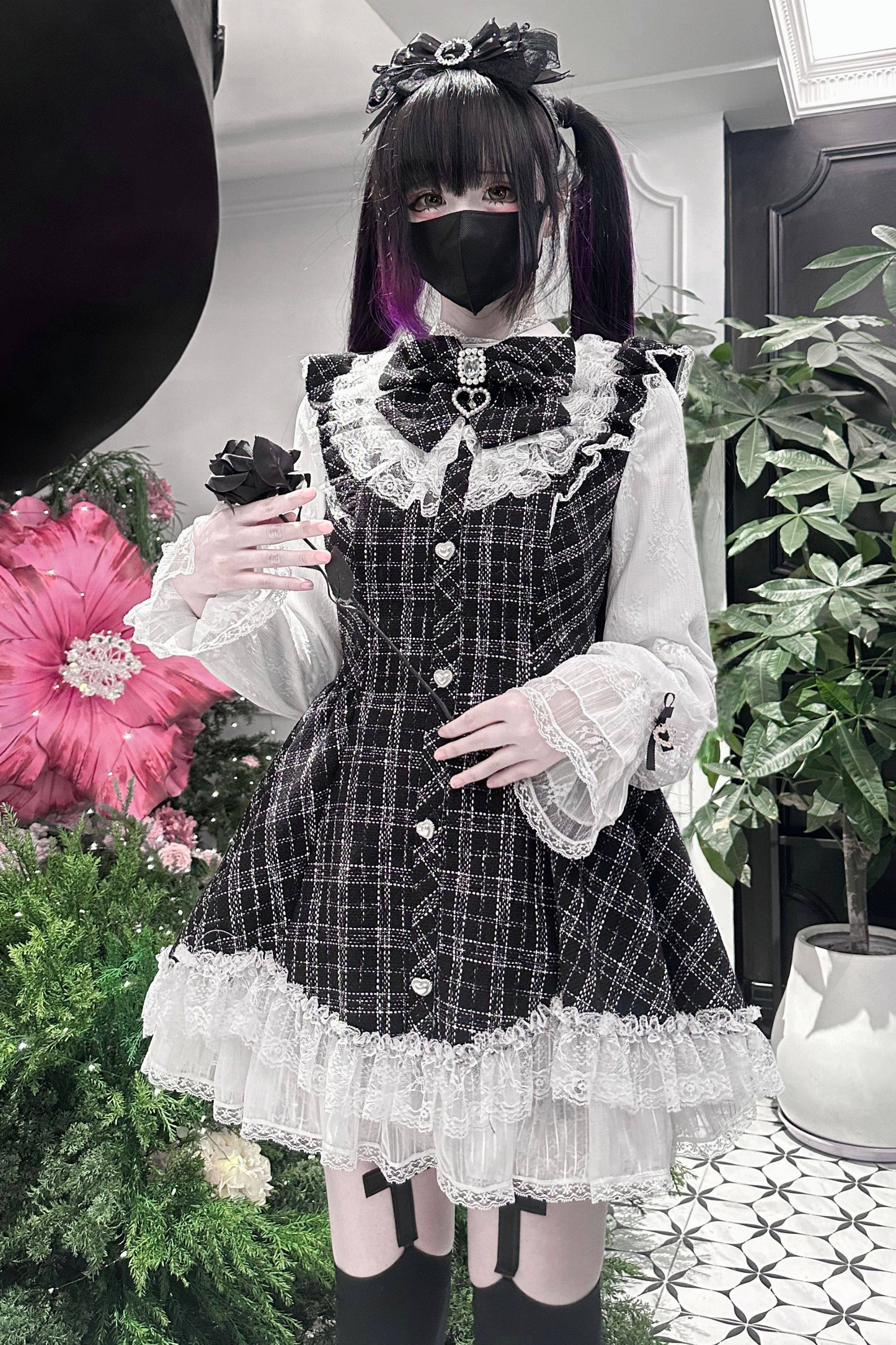 Lace Check Dress + Pants