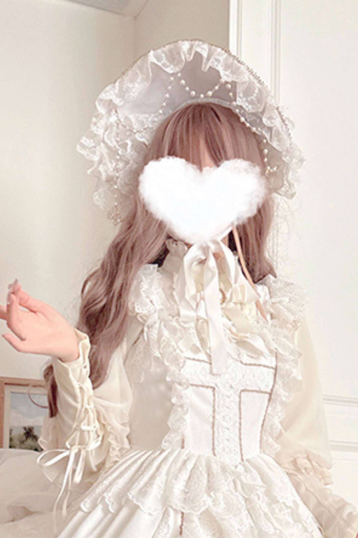 Angel Candy Friedall Flower Wedding Dress + Shawl + Bonnet