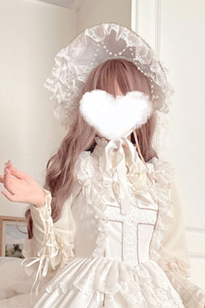 Angel Candy Friedall Flower Wedding Dress + Shawl + Bonnet