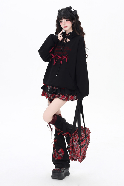 カットアウトリボンフードパーカー