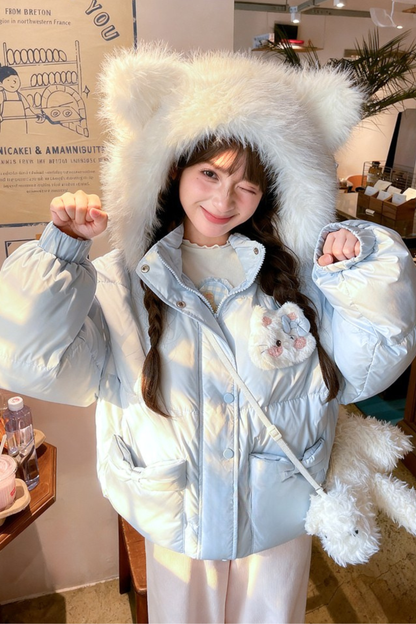 ファーキャットフードダウンジャケット