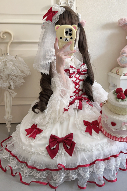 Sweetheart Lolita Dress + Ribbon + Veil
