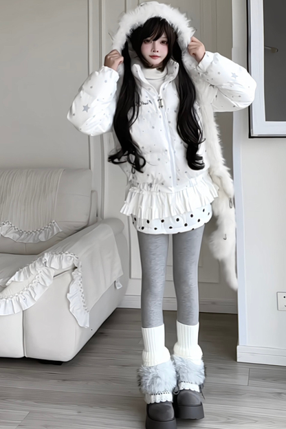 Y2K Fur Hooded Down Jacket