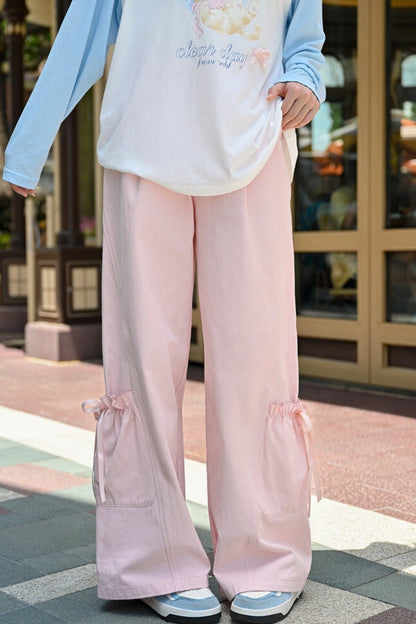 Pink Loose Casual Dopamine Pants Set-Up