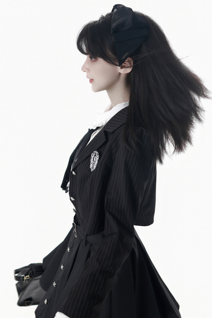 College Jacket + Suskirt + Blouse + Tie