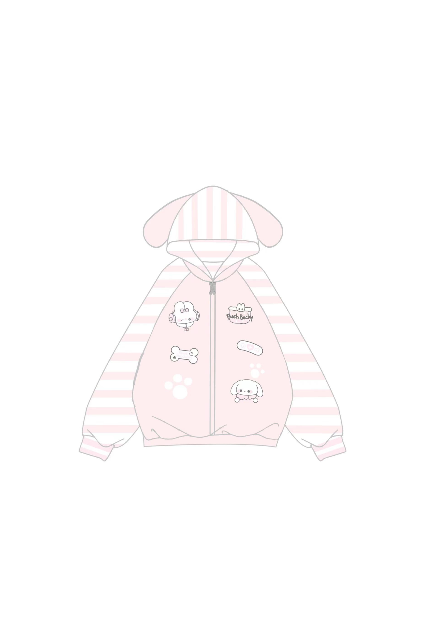 Rabbit Striped Hooded Cardigan