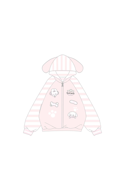 Rabbit Striped Hooded Cardigan