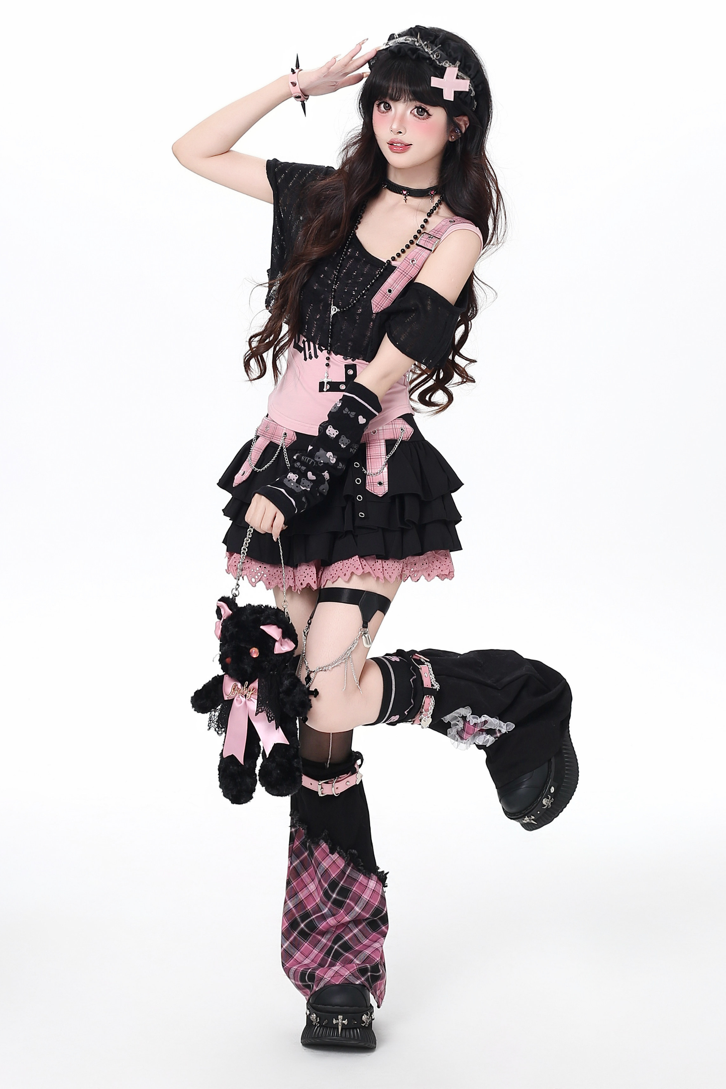 Sweet Cool Subculture Top + Vest + Skirt