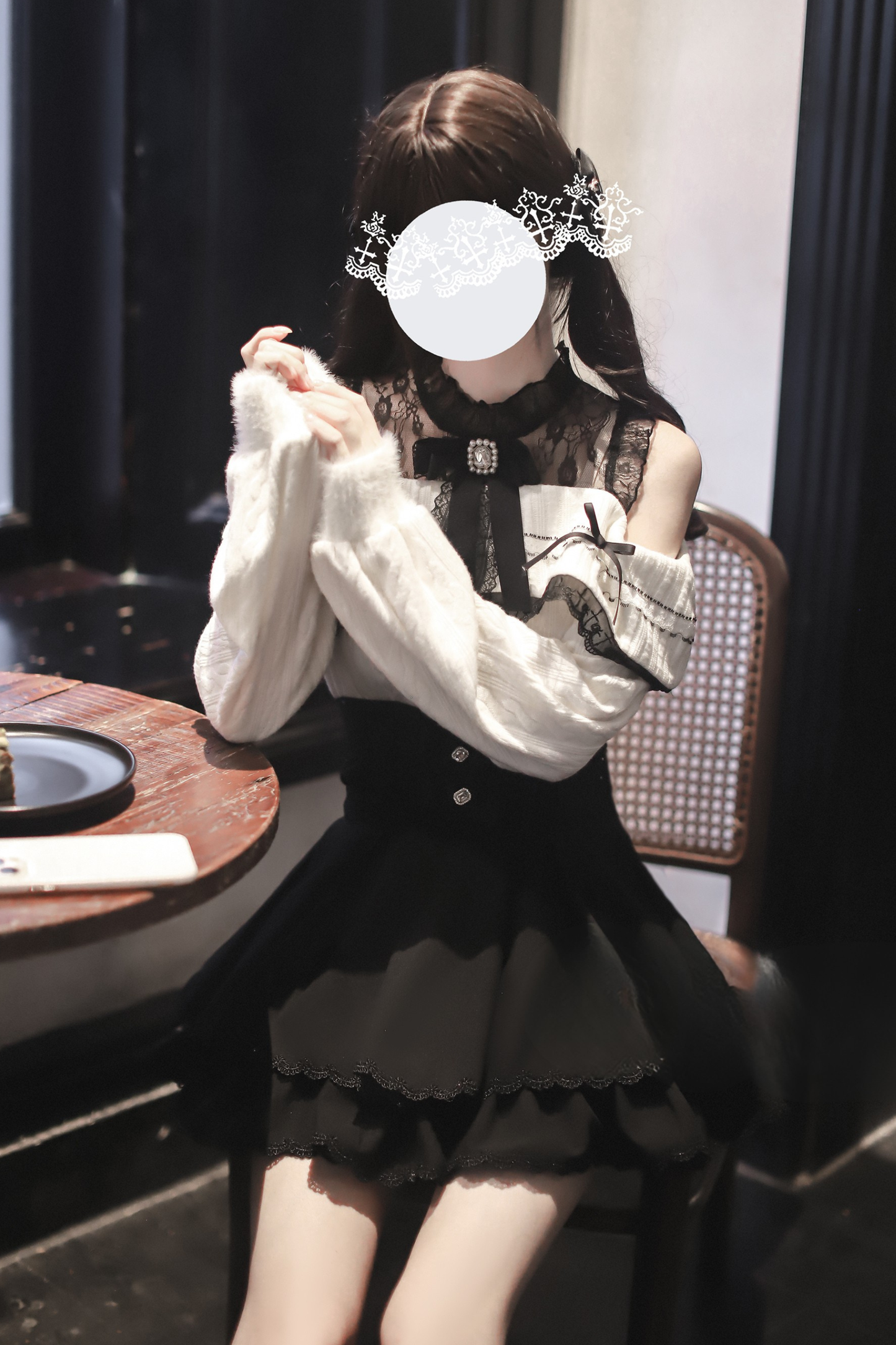 リボンニットオフショル＋マーメイドスカート＋ショートスカート＋リボン